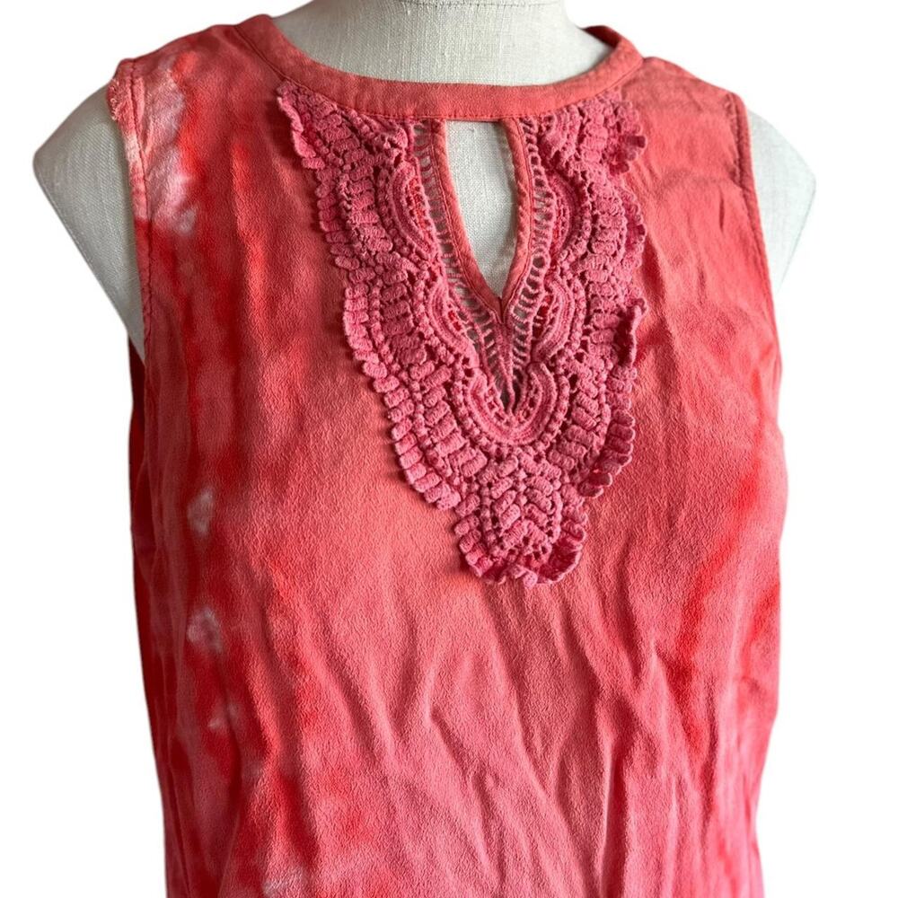 Womens Tank Top Side Medium Upcycled Orange Tie Dye Flowy Summer Hippie Fun - Picture 2 of 8